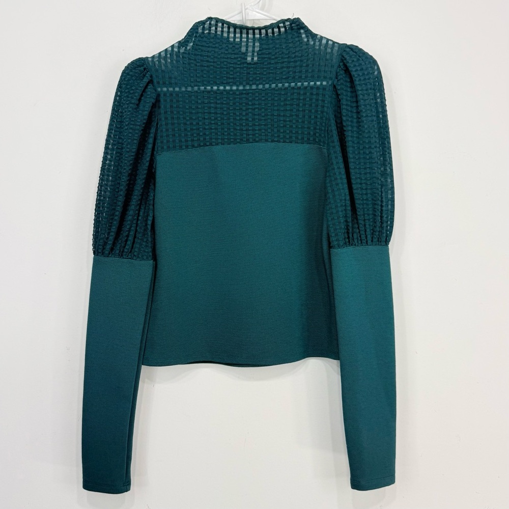 Maeve Teal Textured Puff Sleeve Top - Picture 6 of 16